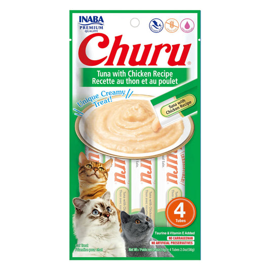 Inaba - Cat Churu - Tuna with Chicken Recipe - Carton of 6 (24 x 14g Tubes)