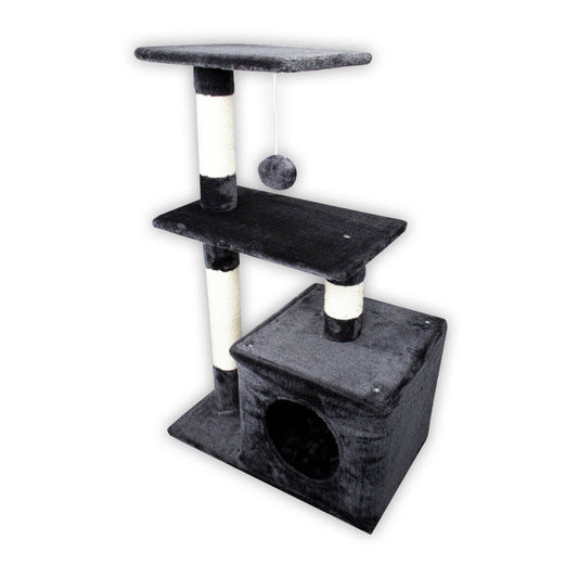 Pet Basic 3 Level Cat Scratching Tower & Playhouse Scratch 80 x 40 x 50cm
