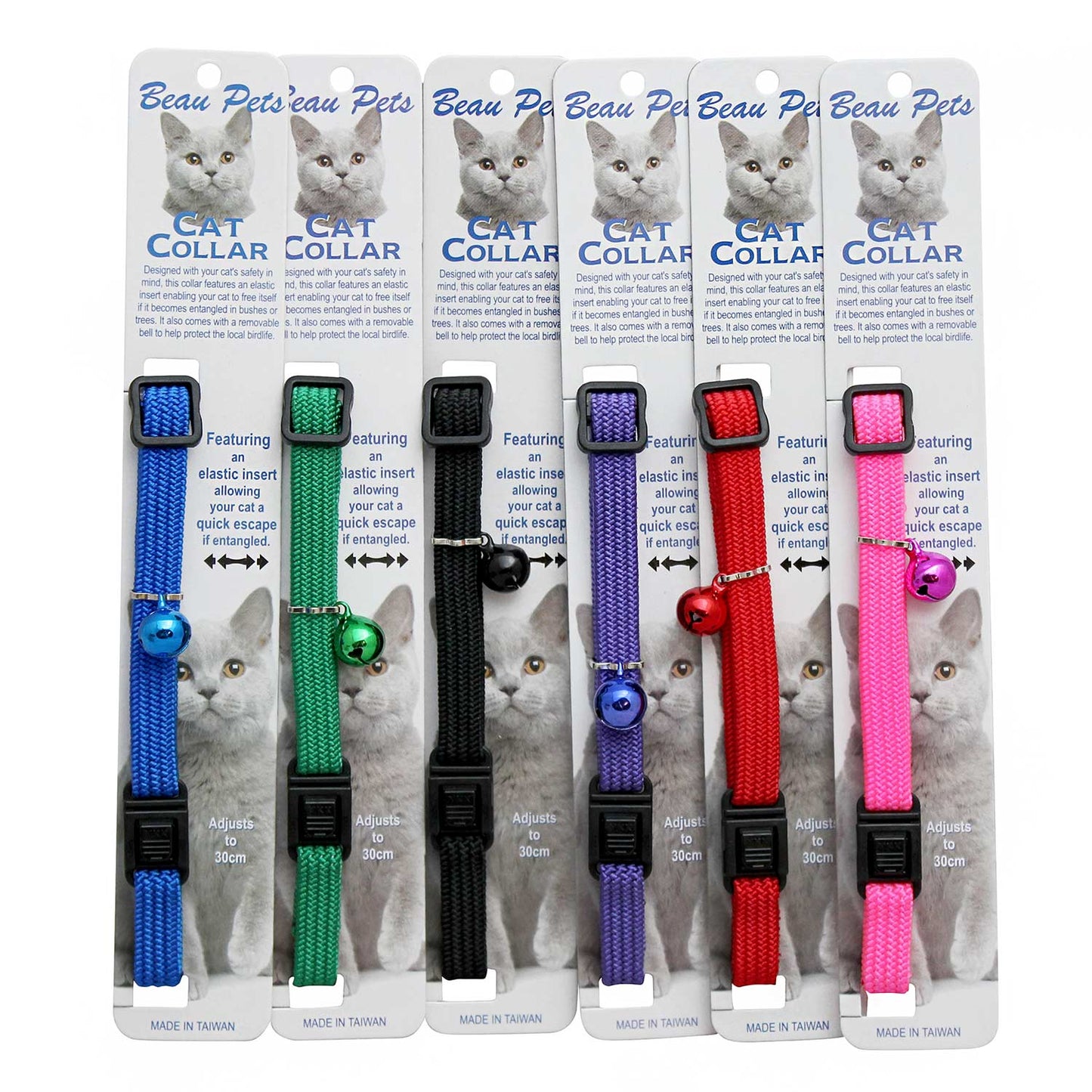 Beau Pets - Cat Collar - Nylon Elastic - 10mm x 30cm - Purple