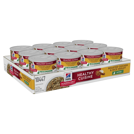 Hill’s - Science Diet - Wet Food Tins - Kitten - Healthy Cuisine - Roasted Chicken & Rice Medley - 24 x 79g