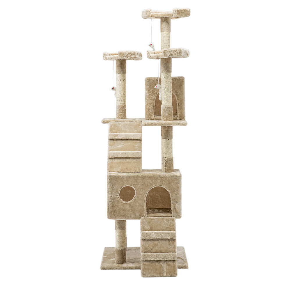 i.Pet Cat Tree 180cm Tower Scratching Post Scratcher Wood Condo House Toys Beige