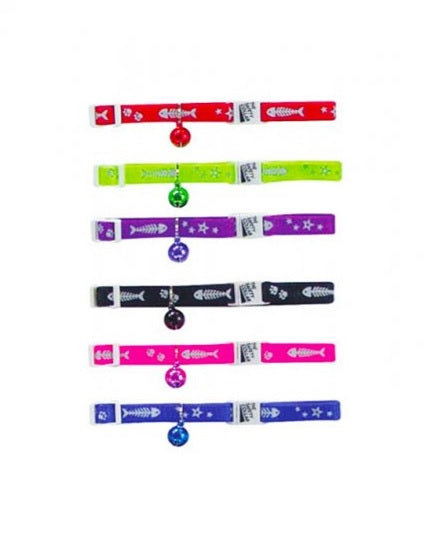 Beau Pets - Cat Collar - Reflective - Fish/Paw/Star - 30cm - Red