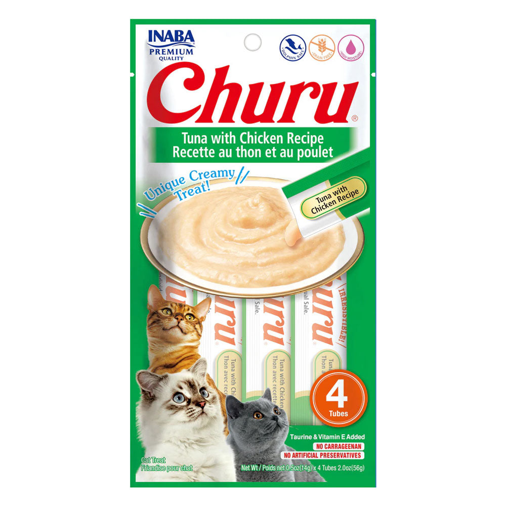 Inaba - Cat Churu - Tuna with Chicken Recipe - Carton of 6 (24 x 14g Tubes)