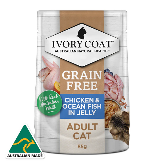 Ivory Coat - Pouches - Mature Cat - GRAIN FREE - Chicken & Ocean Fish in Gravy - 12 x 85g