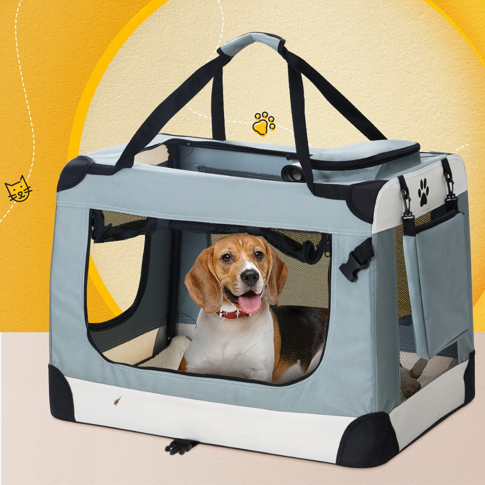 i.Pet Pet Carrier Soft Crate Dog Cat Travel 90x61CM Portable Foldable Car 2XL