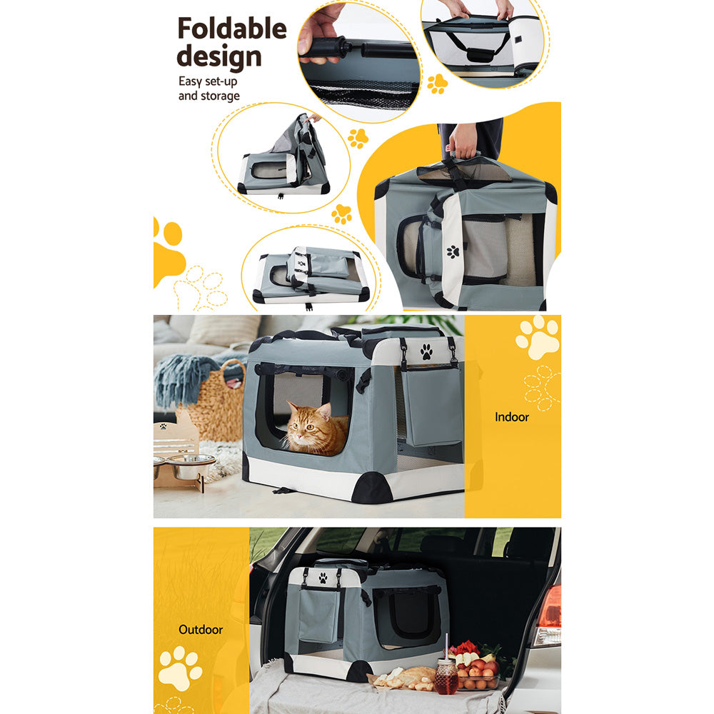 i.Pet Pet Carrier Large Soft Crate Dog Cat Travel Portable Cage Kennel Foldable