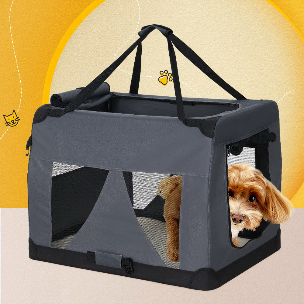 i.Pet Pet Carrier Soft Crate Dog Cat Travel 82x58CM Portable Foldable Car XL