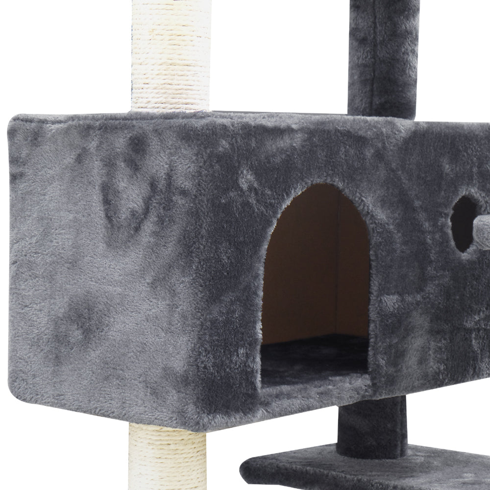 i.Pet Cat Tree 134cm Tower Scratching Post Scratcher Wood Condo House Bed Grey