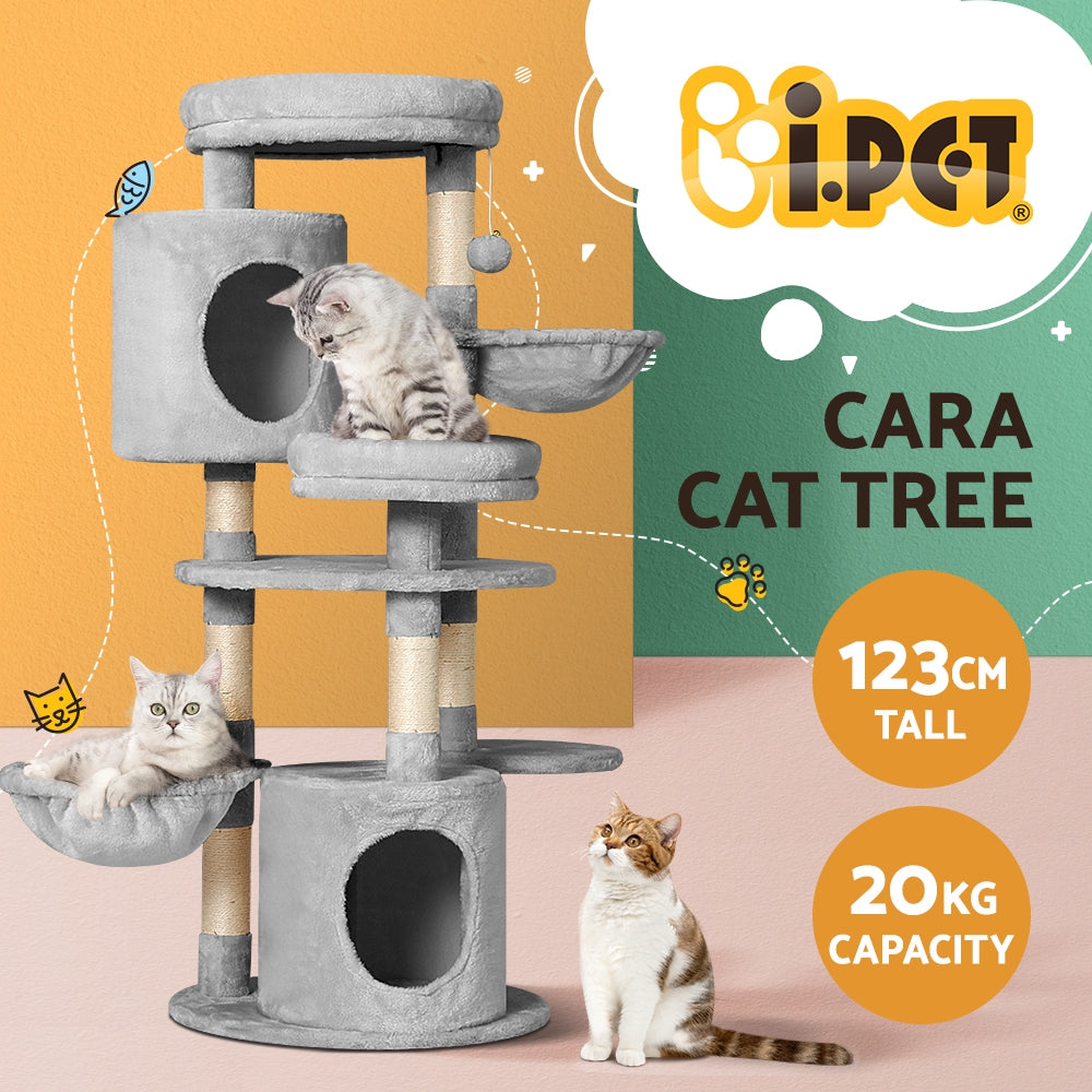 i.Pet Cat Tree 123cm Tower Scratching Post Scratcher Wood Condo House Bed Toys