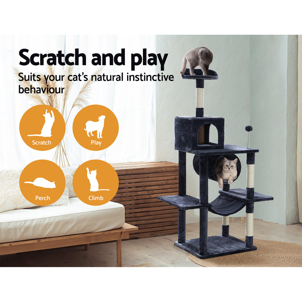 i.Pet Cat Tree 151cm Tower Scratching Post Scratcher Wood Condo House Bed Trees