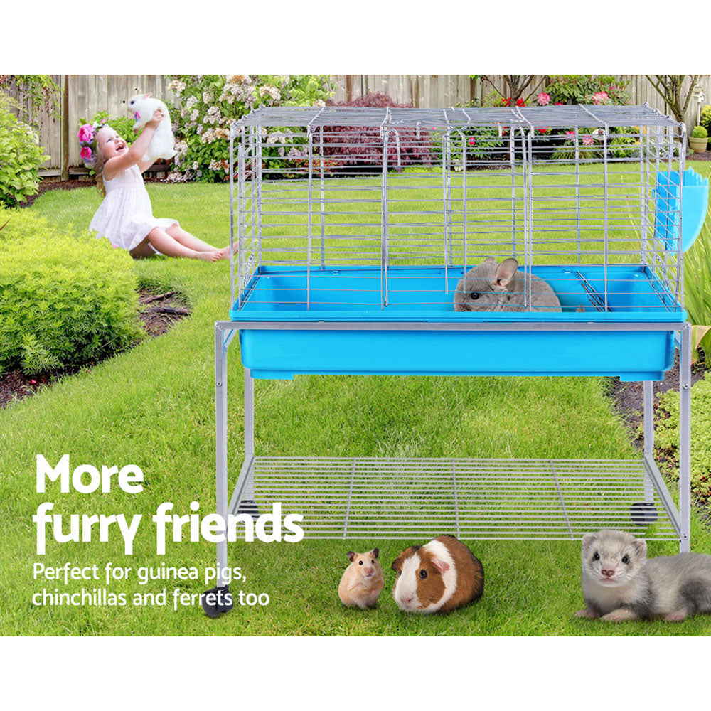 i.Pet Rabbit Cage Hutch Cages Indoor Hamster Enclosure Carrier Bunny Blue