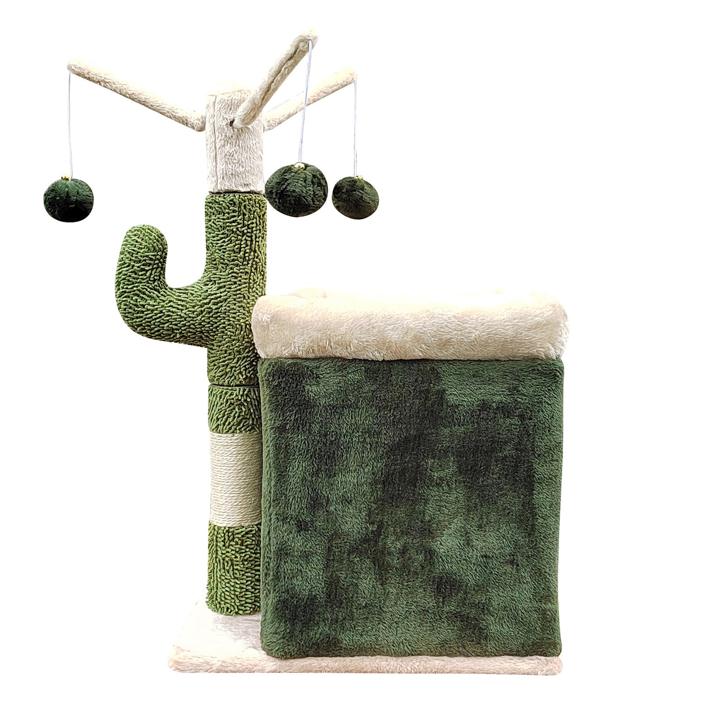 4Paws Cat Tree Scratching Post House Furniture Bed Cactus Play 70cm Green