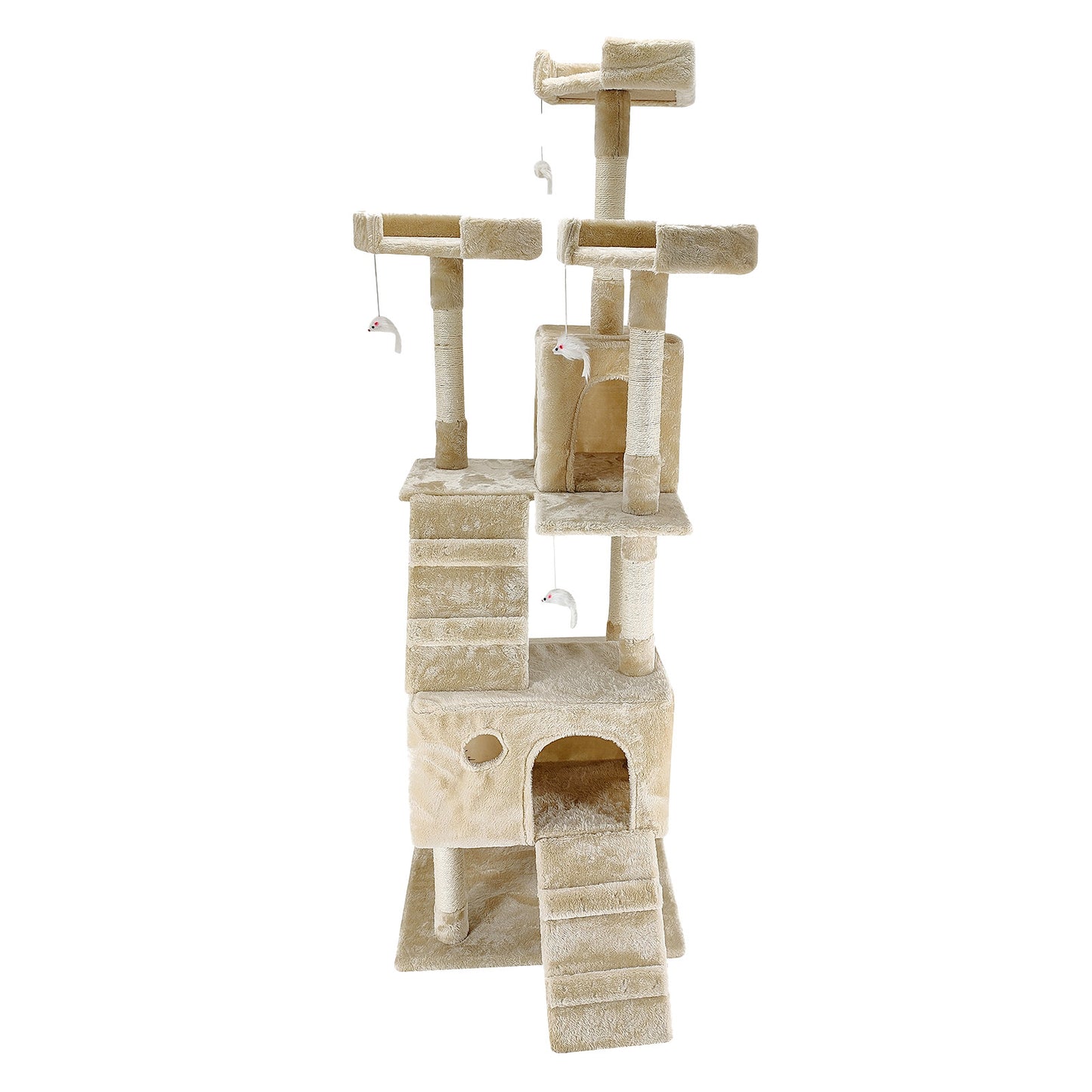 4Paws Cat Tree Scratching Post House Furniture Bed Luxury Plush Play 180cm - Beige