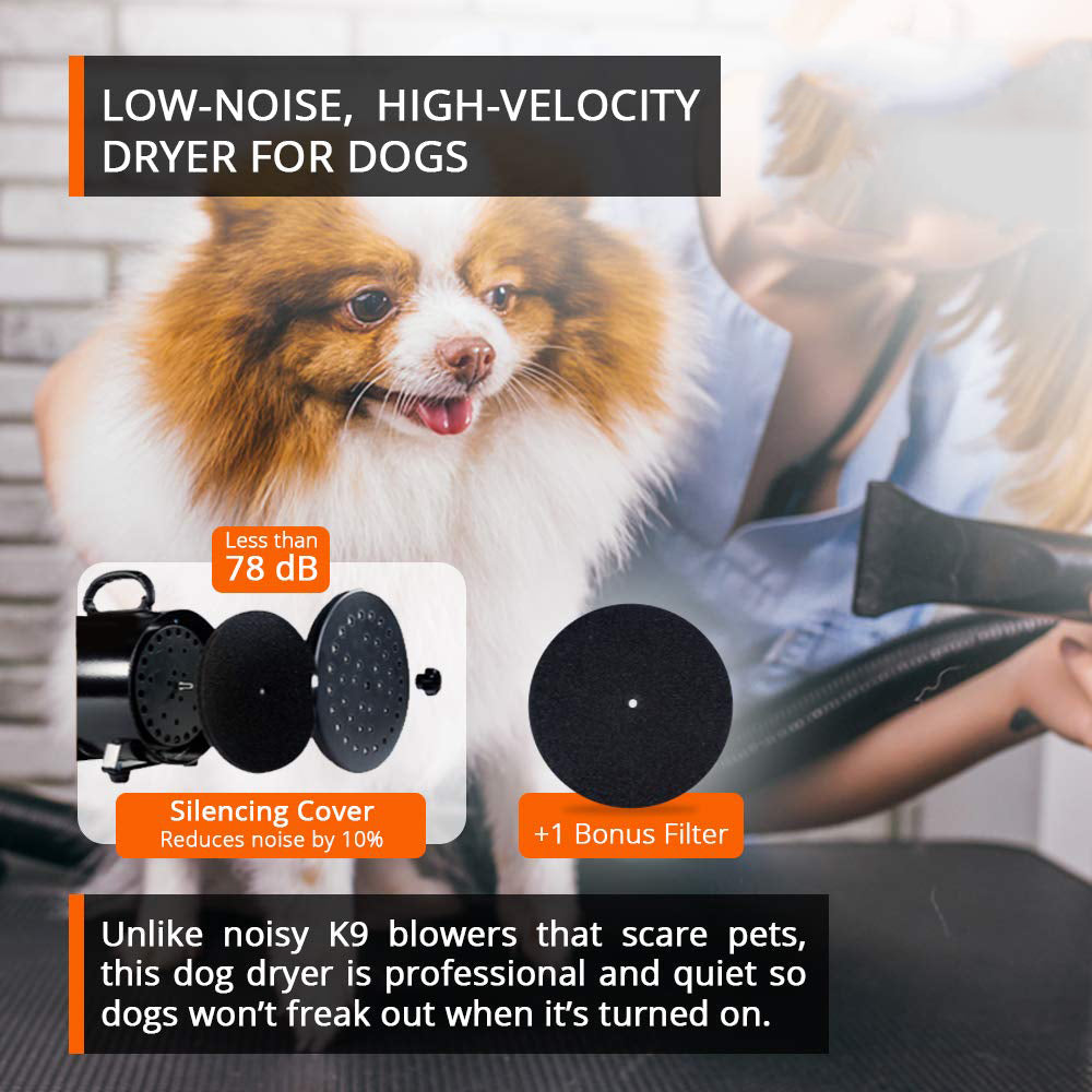 2800W Dog Dryer High Velocity Pet Dog Pet Blow Dryer Adjustable Speed 4 Nozzles