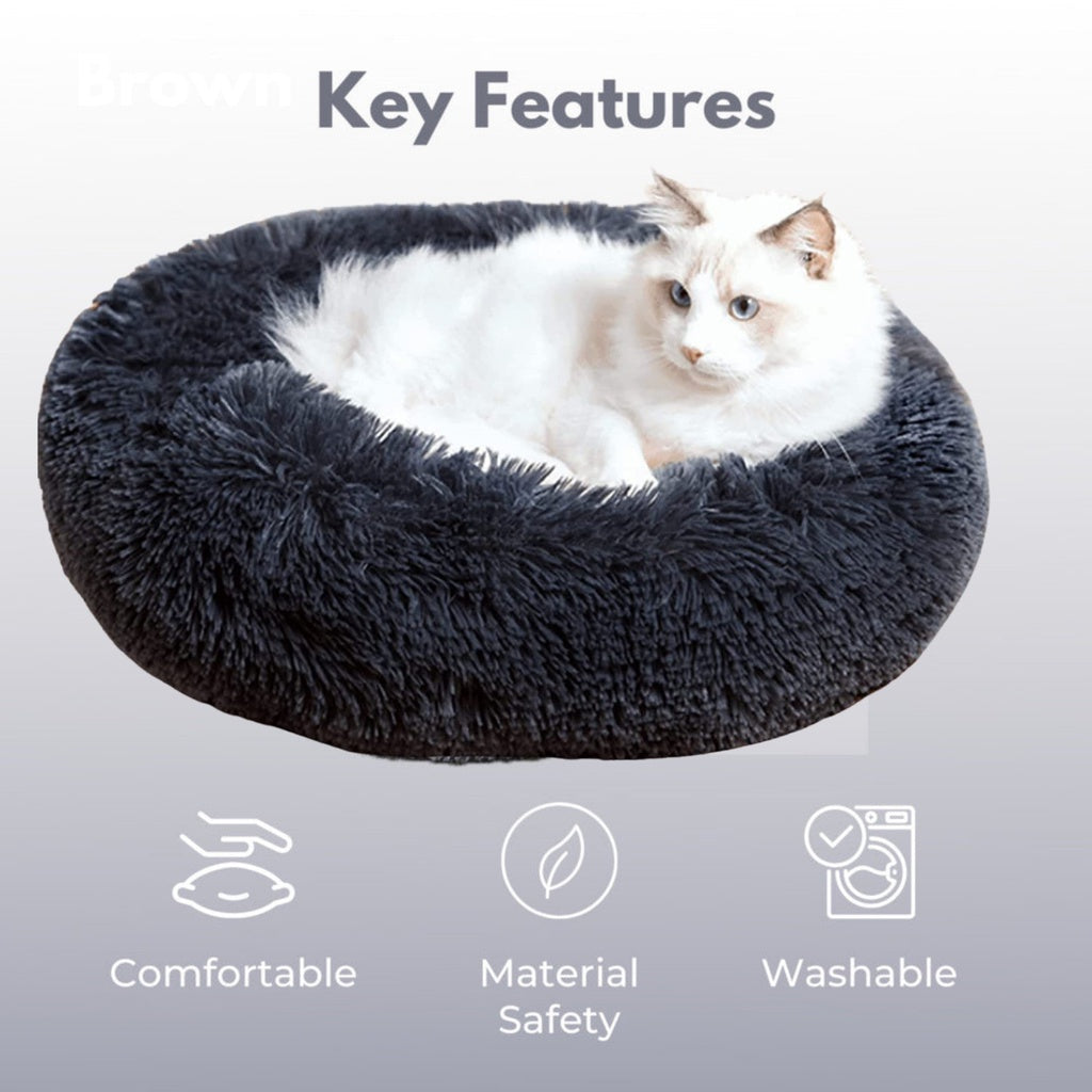 FLOOFI XL 100CM Round Pet Bed (Dark Grey)