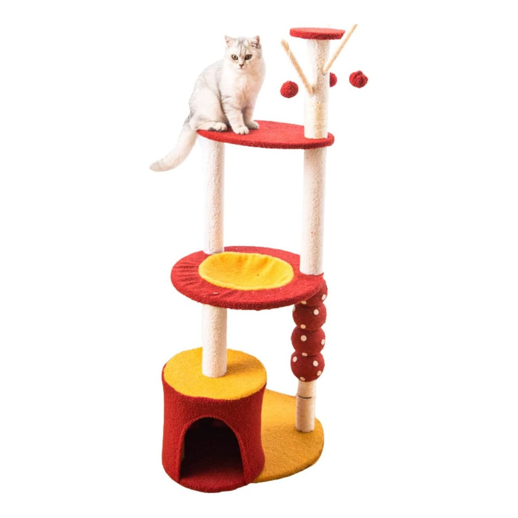 Floofi 130cm Tanghulu Plush Cat Condo Cat Tree Red Yellow FI-CT-153-MM