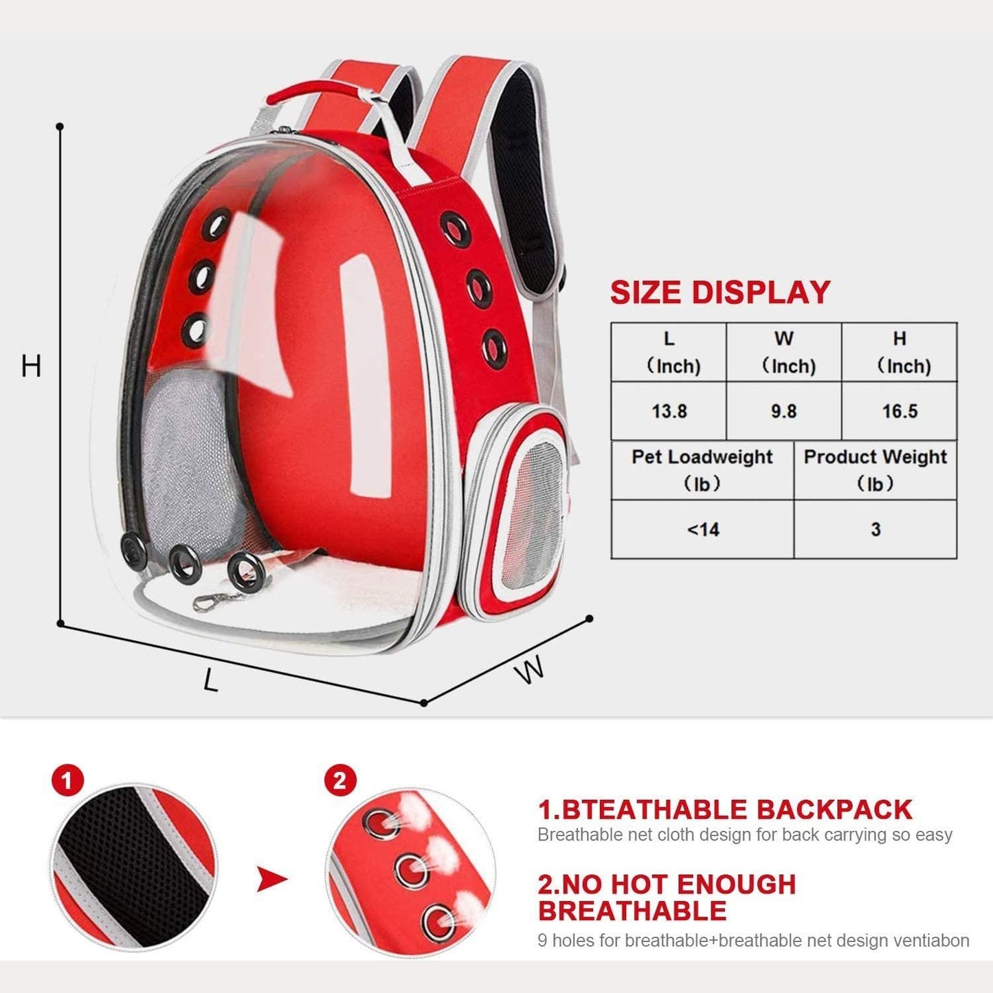 Floofi Space Capsule Backpack - Model 1 (Red) FI-BP-107-FCQ