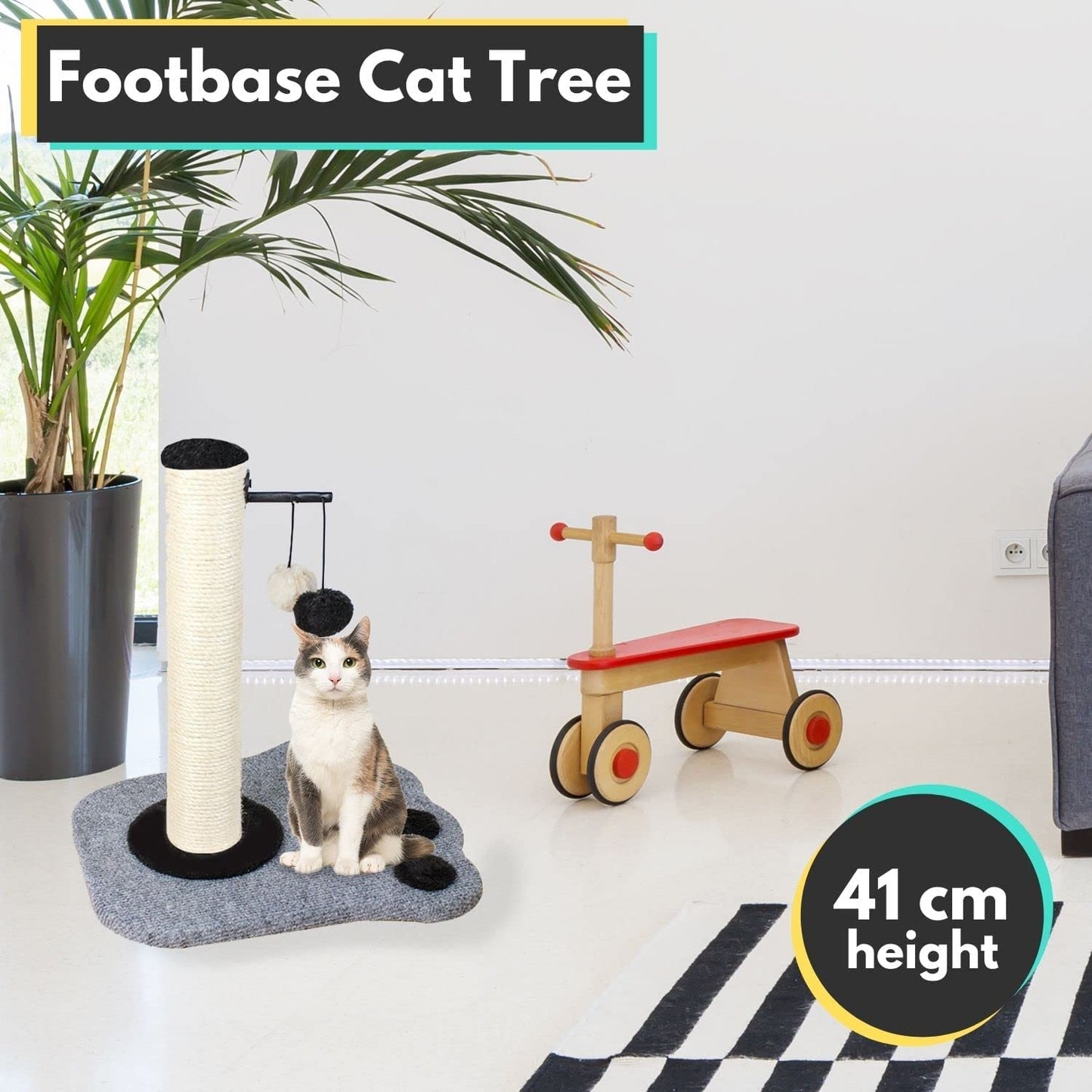 Floofi Cat Tree Small Footprint (41cm Grey) - PT-CT-128-RN