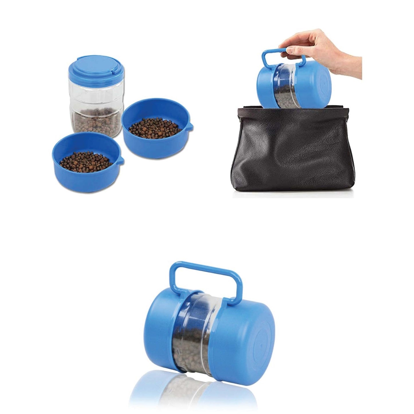 3 In 1 Pet Travel Food Water Bowl Set Dog Cat Portable Feeding Carry Container
