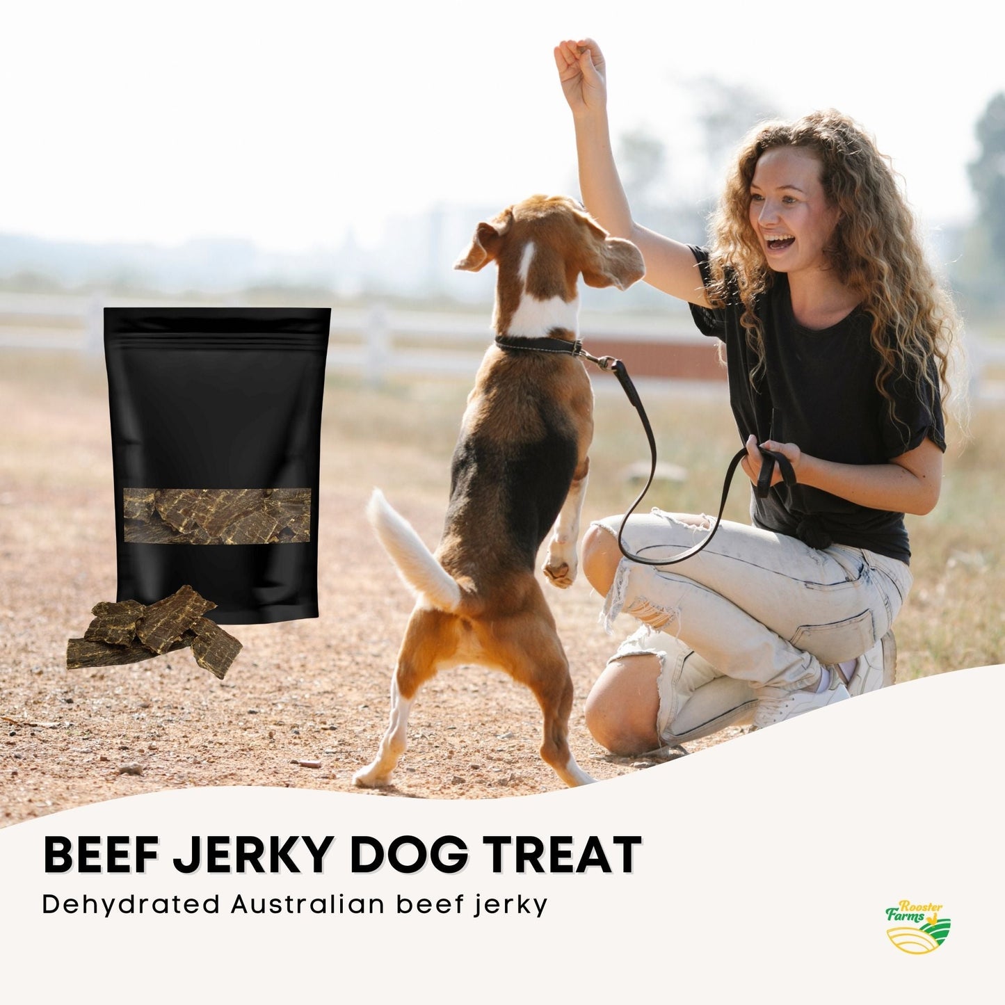 400g Dog Treat Beef Jerky - Dehydrated Australian Healthy Puppy Chew