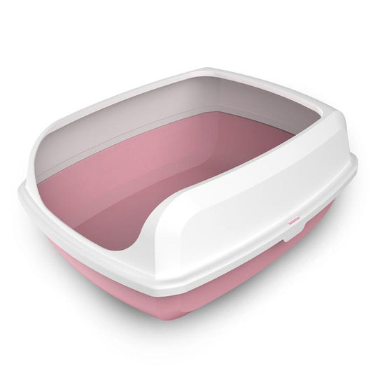 YES4PETS 2 x Medium High Side Large Portable Open Cat Toilet Litter Box Tray House With Scoop Pink