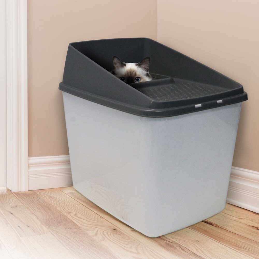 YES4PETS XL Top Entry Cat Litter Box No Mess Large Enclosed Covered Kitty Tray