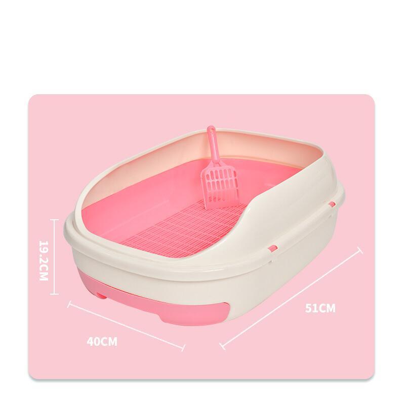 YES4PETS Medium Portable Cat Toilet Litter Box Tray with Scoop and Grid Tray-Pink