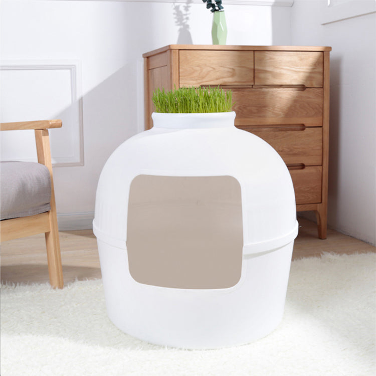 YES4PETS Multifunctional Cat Litter Box Pet Cat House Semi-Enclosed White