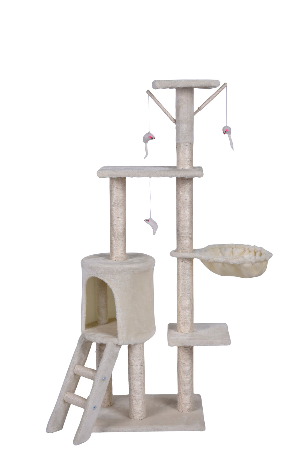 YES4PETS 138cm Cat Scratching Post Tree Post House Tower with Ladder-Beige
