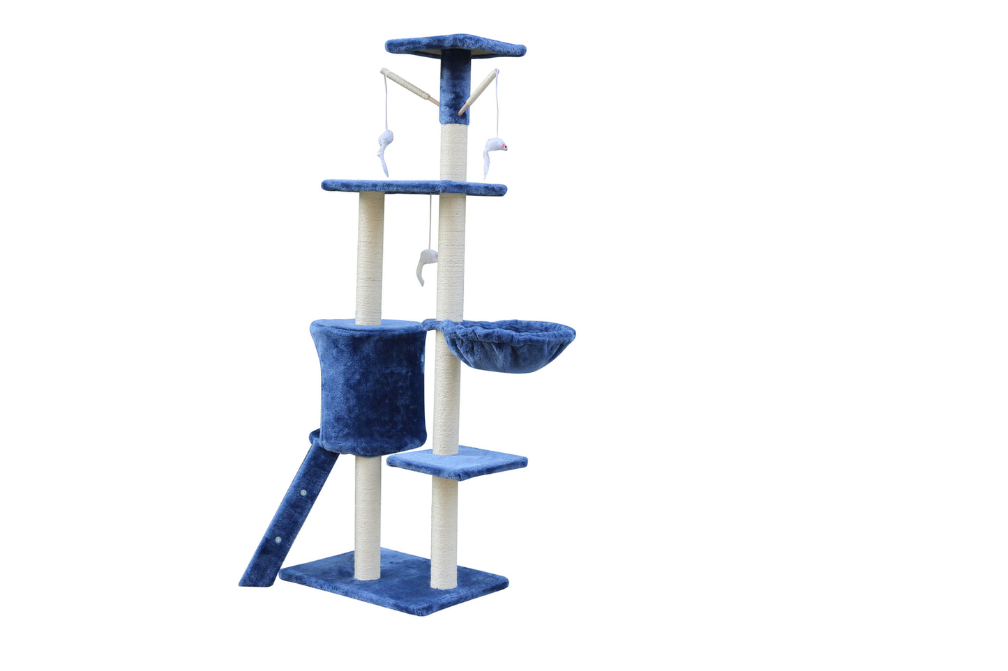YES4PETS 138cm Cat Scratching Post Tree Post House Tower with Ladder-Blue
