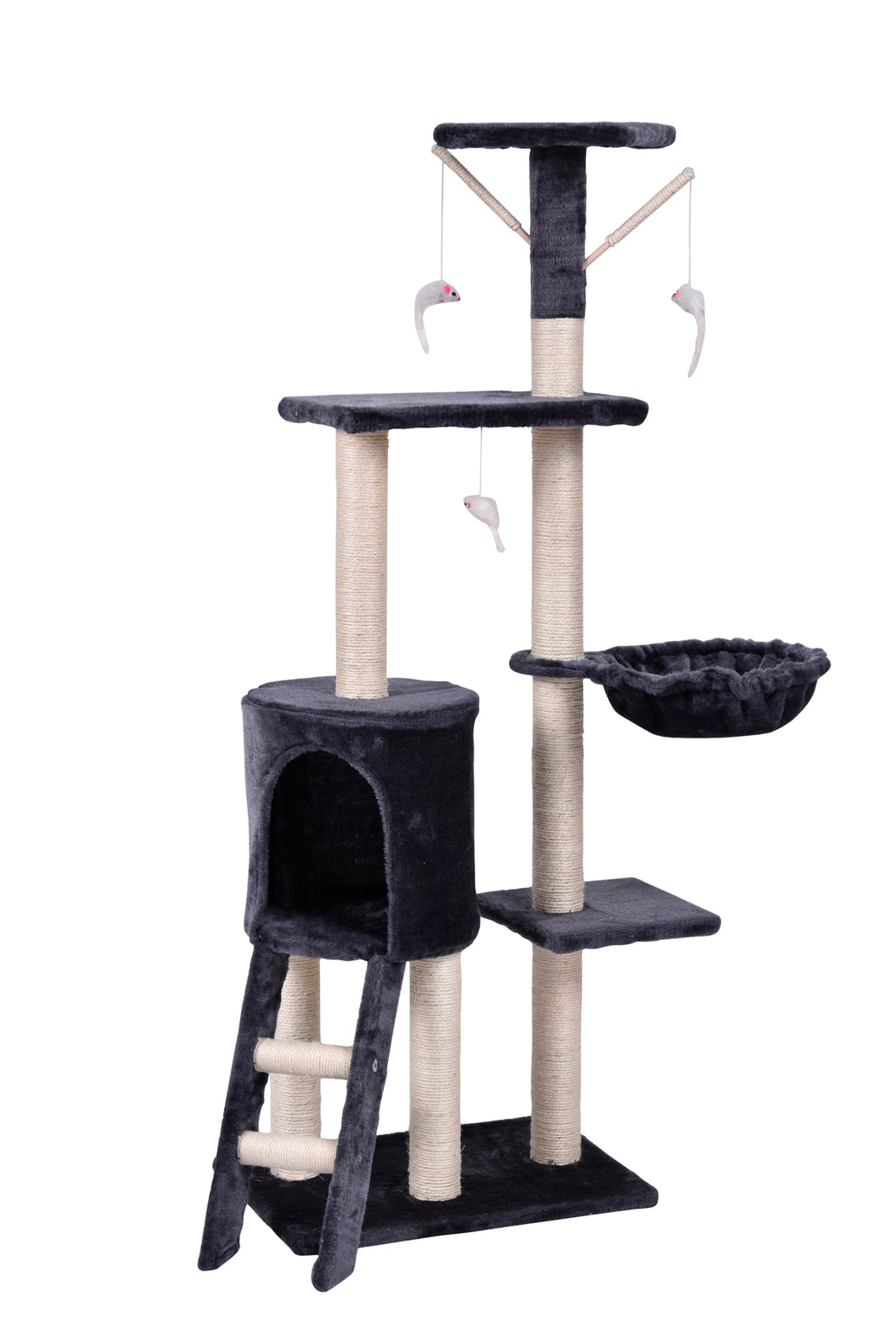 YES4PETS 138cm Cat Scratching Post Tree Post House Tower with Ladder-Grey