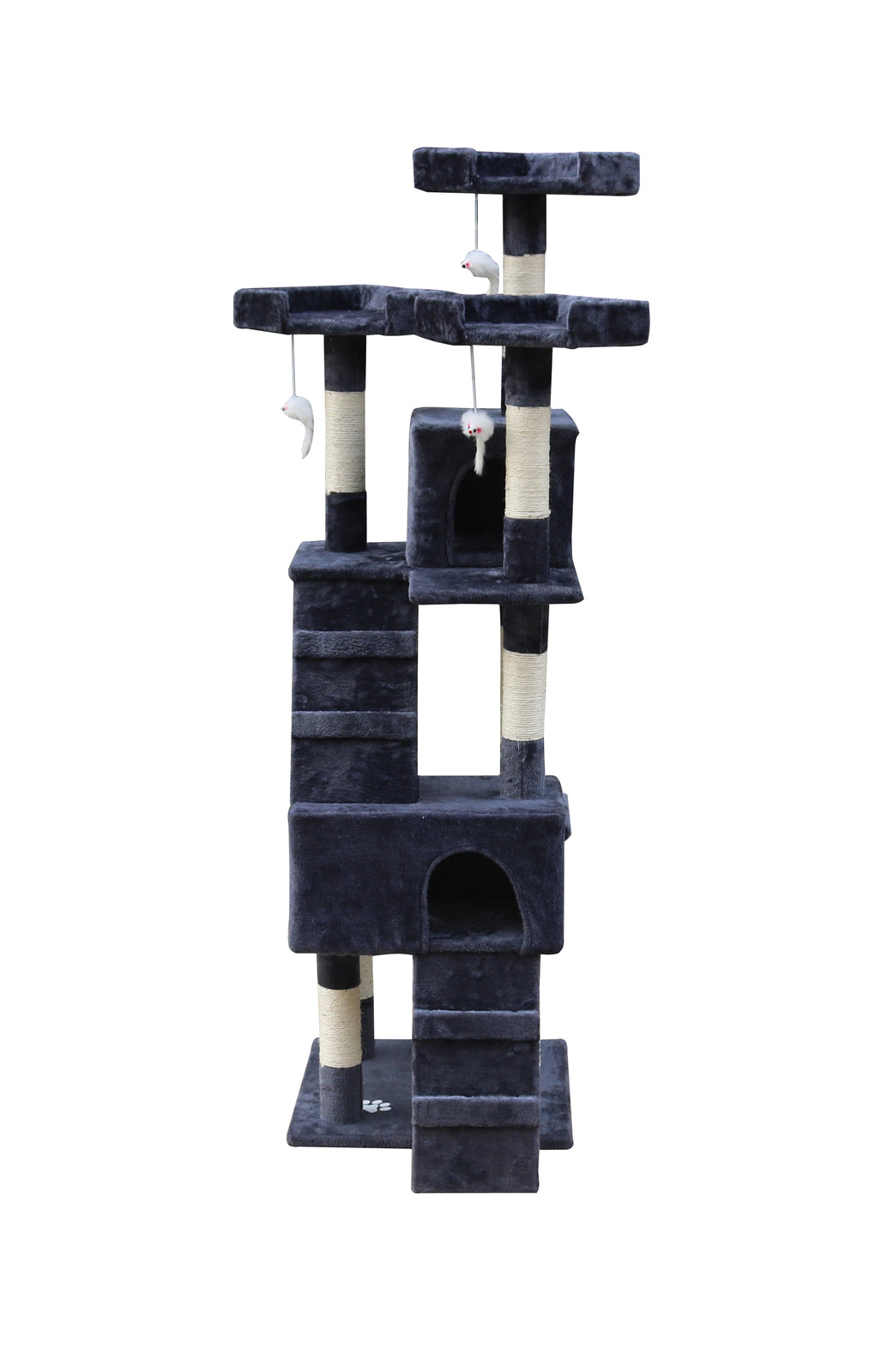 YES4PETS 170cm Cat Scratching Post Tree Post House Tower with Ladder Furniture Grey