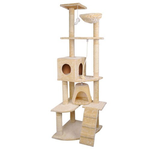 YES4PETS 193cm Cat Scratching Tree Post Sisal Pole Scratching Post Scratcher Tower Condo Beige