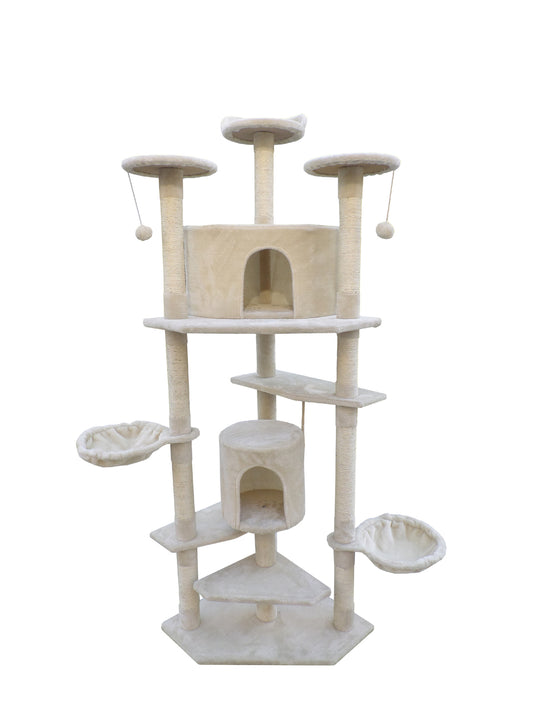 YES4PETS 200 cm Cat Scratching Post Tree Scratcher Corner Tower Furniture- Beige
