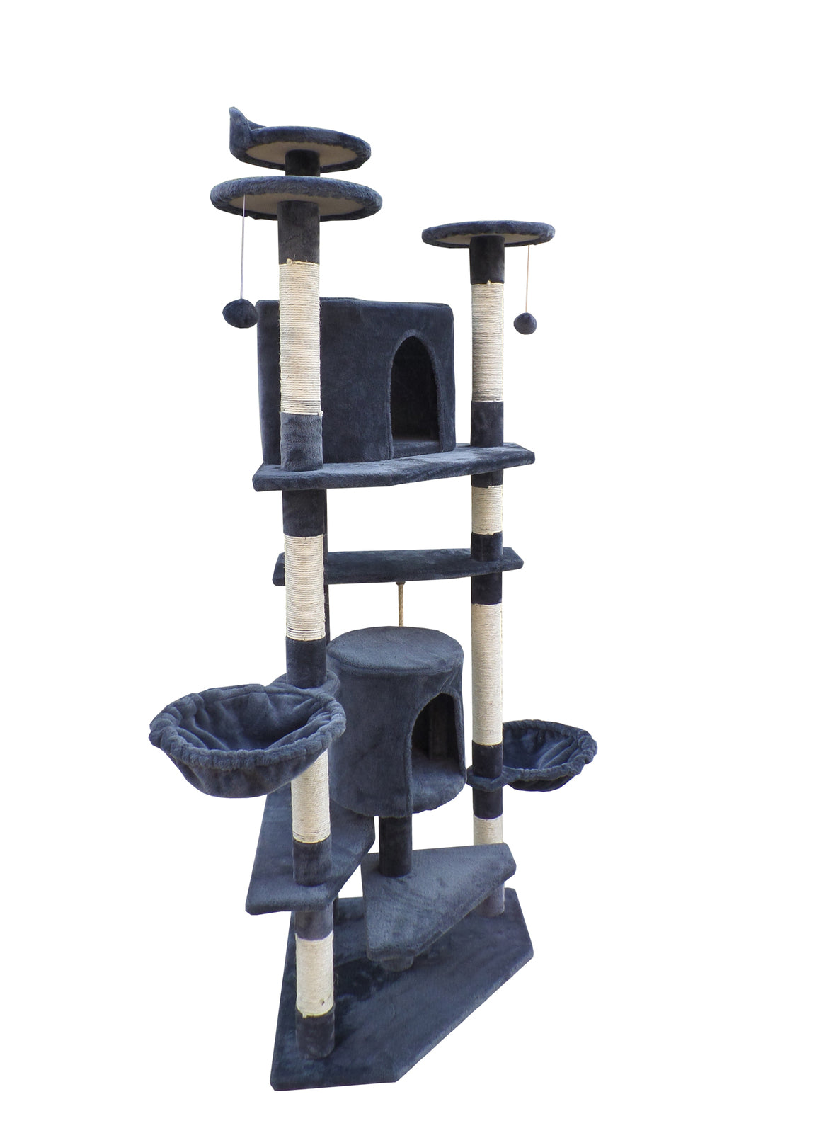 YES4PETS 200 cm Cat Scratching Post Tree Scratcher Corner Tower Furniture- Grey