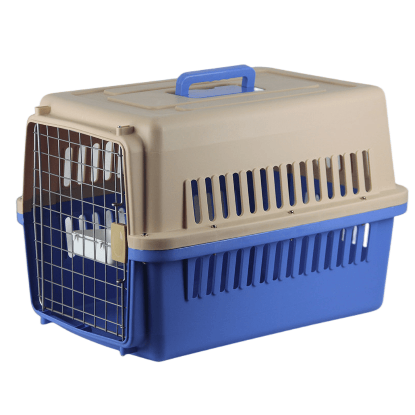 YES4PETS New Medium Dog Cat Rabbit Crate Pet Carrier Cage With Bowl & Tray Blue