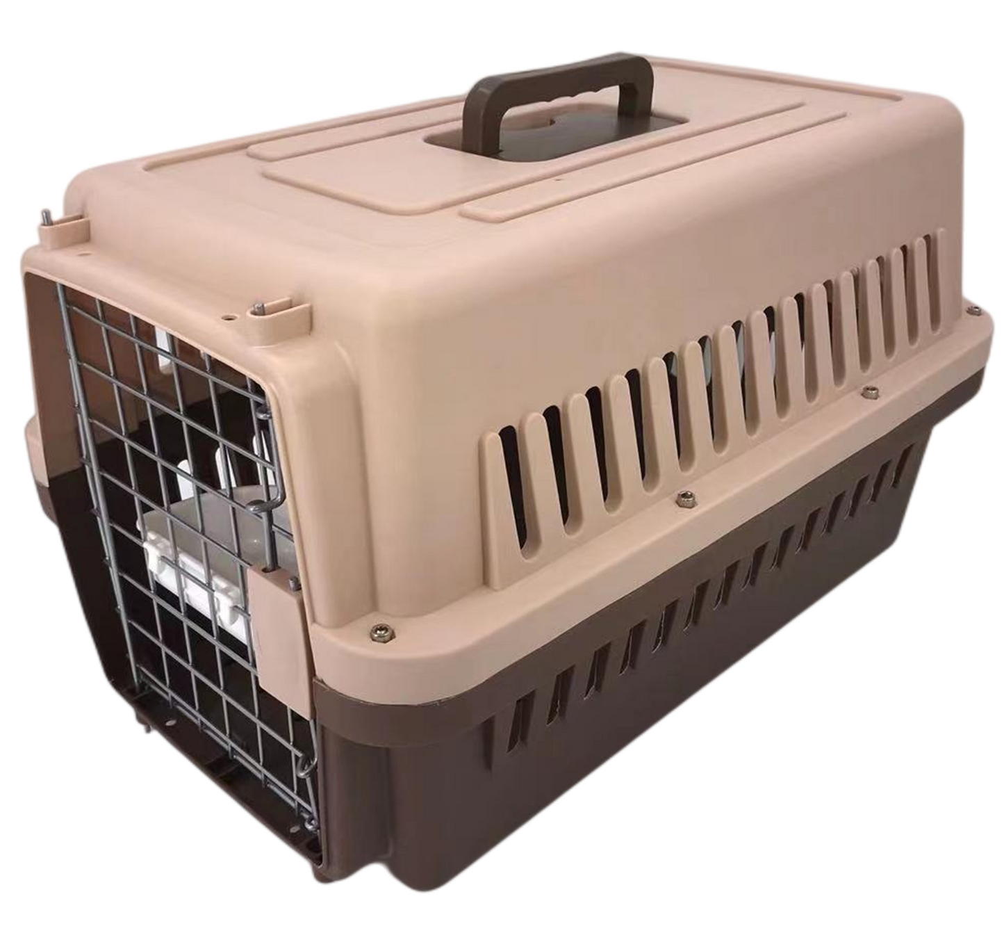 YES4PETS New Medium Dog Cat Rabbit Crate Pet Carrier Cage With Bowl & Tray Brown