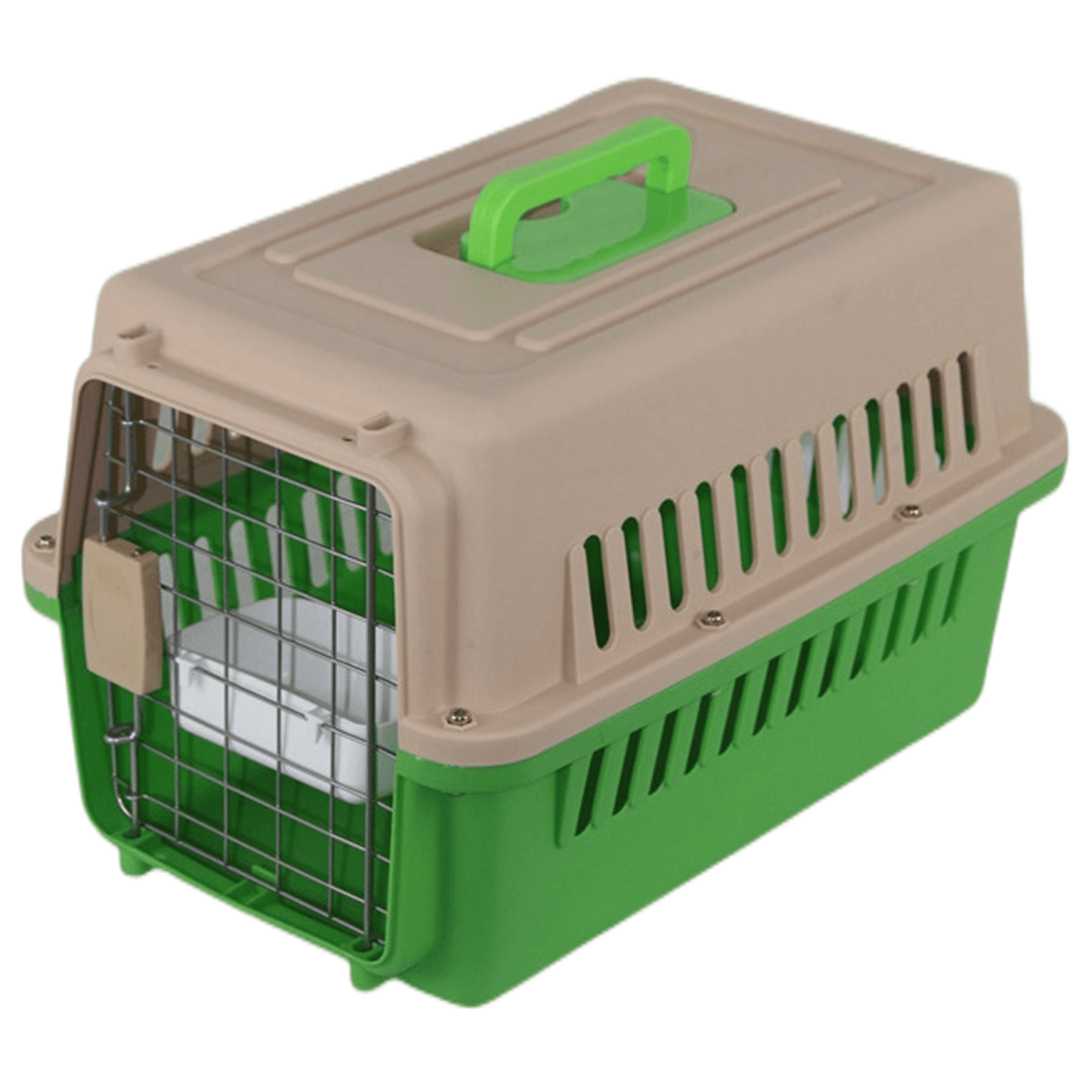 YES4PETS New Medium Dog Cat Rabbit Crate Pet Airline Carrier Cage With Bowl & Tray Green