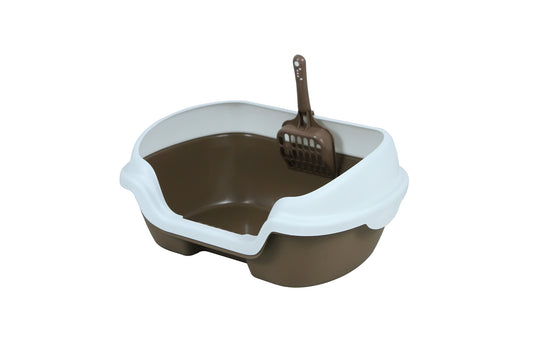 YES4PETS Small Portable Cat Kitten Rabbit Toilet Litter Box Tray with Scoop Brown