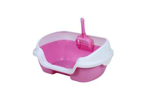 YES4PETS Small Portable Cat Kitten Rabbit Toilet Litter Box Tray with Scoop Pink