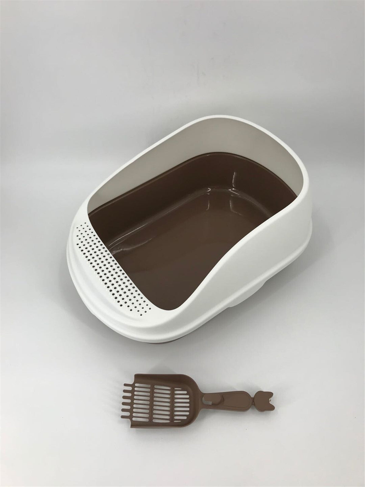 YES4PETS Large Portable Cat Toilet Litter Box Tray with Scoop Brown