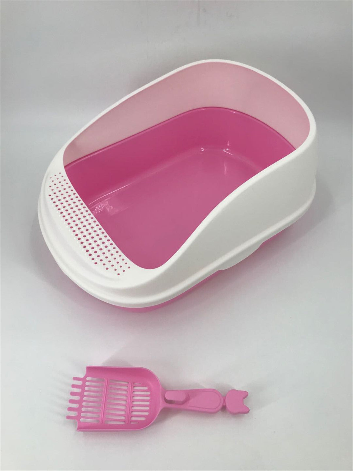 YES4PETS  Large Deep Cat Toilet Litter Box Tray High Wall with Scoop Pink