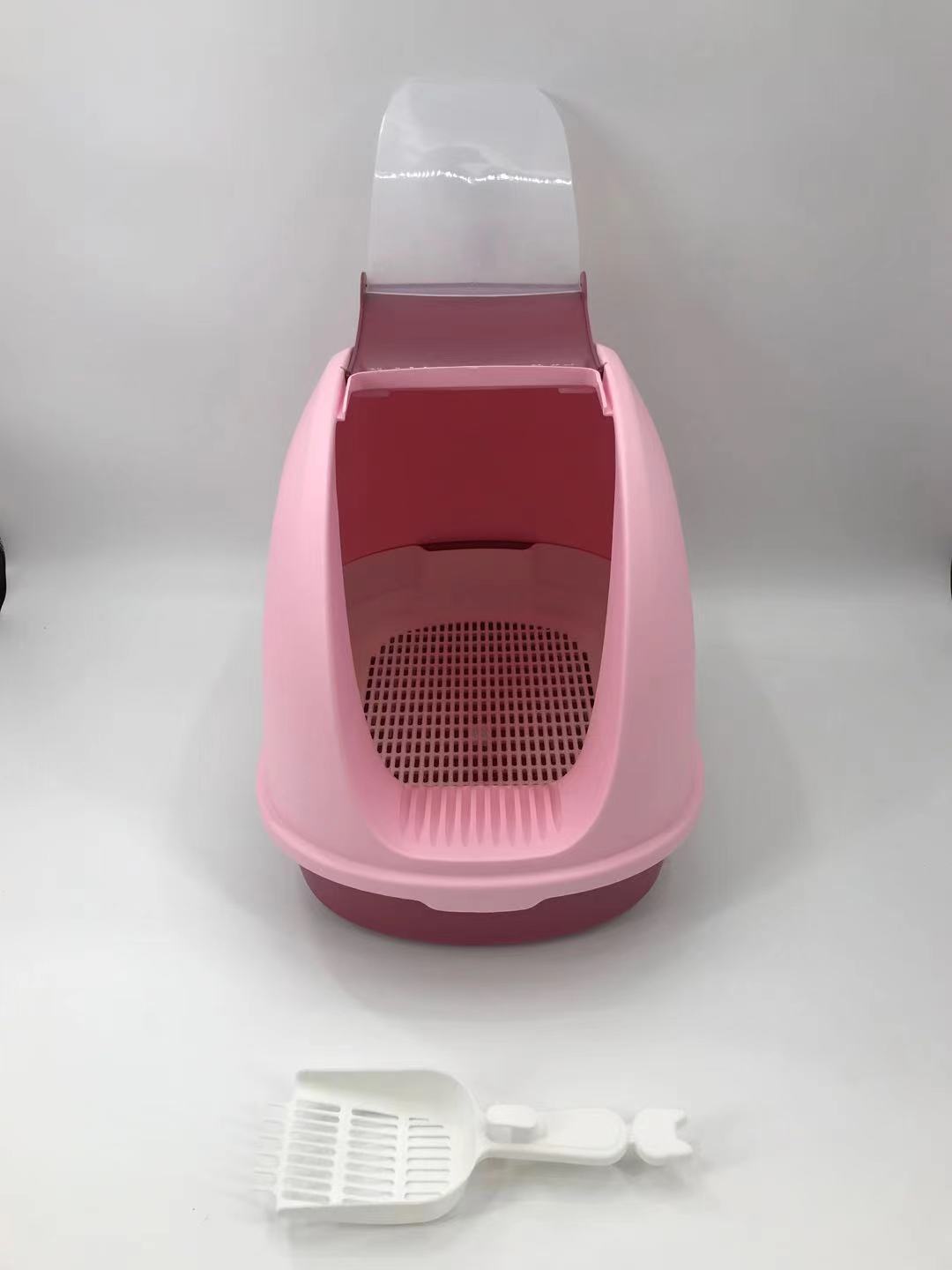 YES4PETS Portable Hooded Cat Toilet Litter Box Tray House With Scoop and Grid Tray Pink