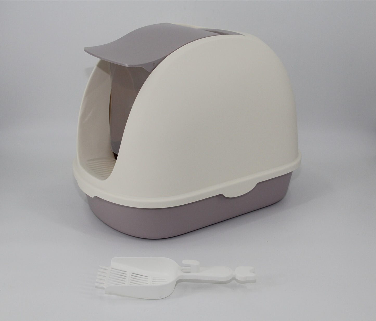 YES4PETS Portable Hooded Cat Toilet Litter Box Tray House with Handle and Scoop White