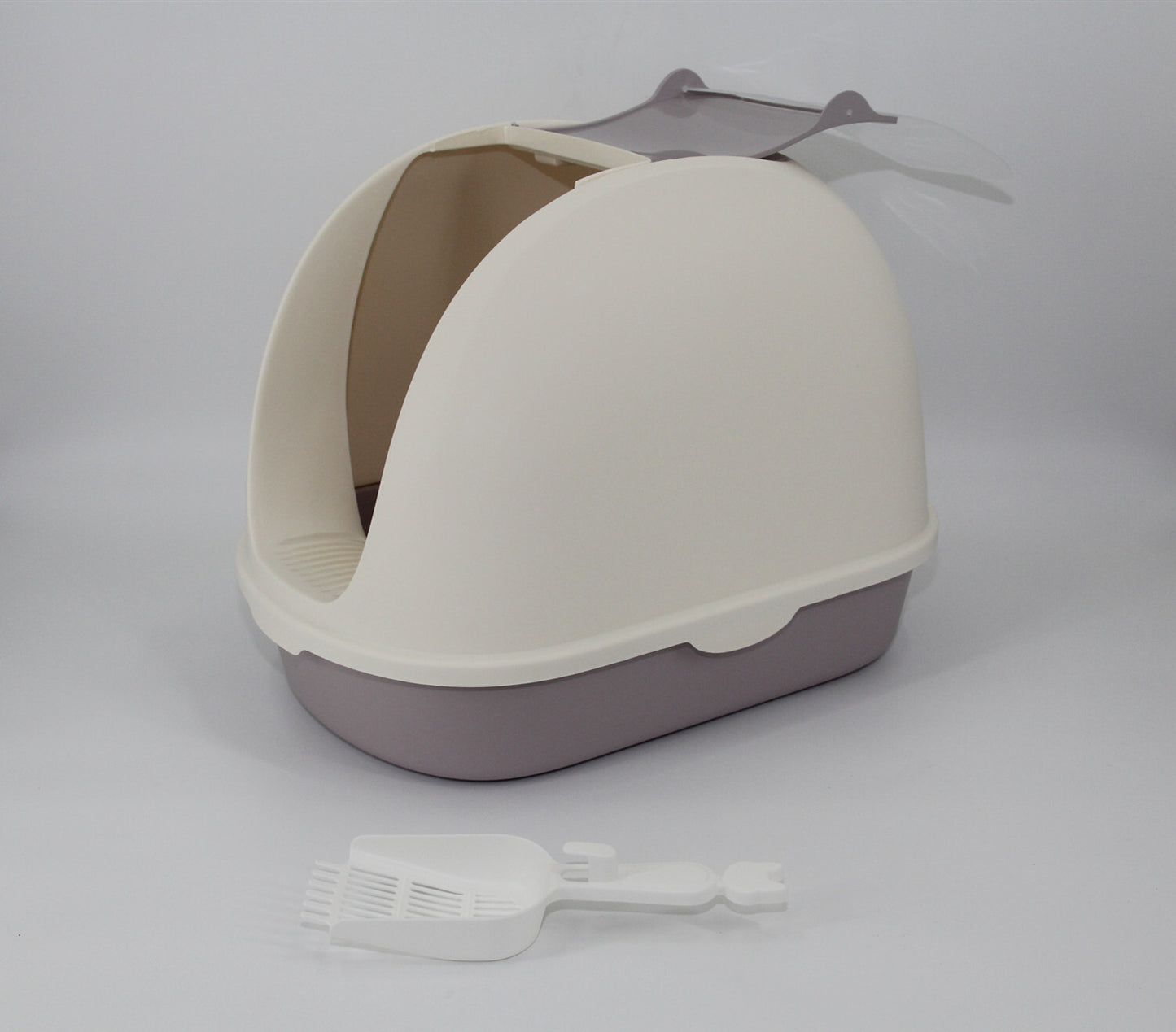 YES4PETS Portable Hooded Cat Toilet Litter Box Tray House with Handle and Scoop White