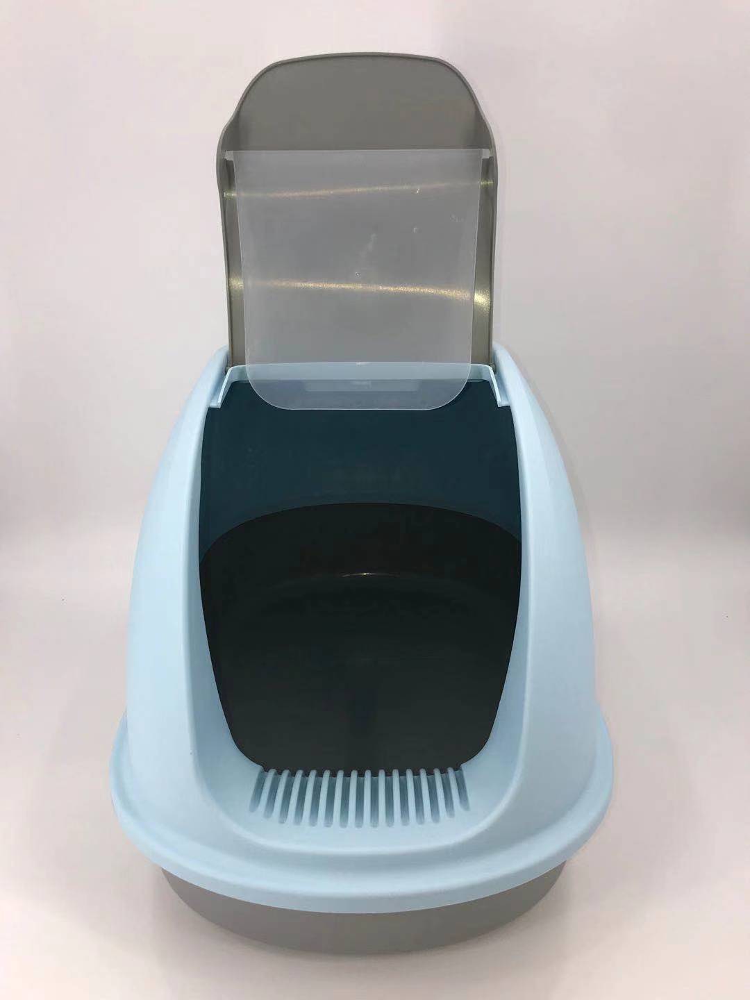 YES4PETS XL Portable Hooded Cat Toilet Litter Box Tray House w Charcoal Filter and Scoop Blue