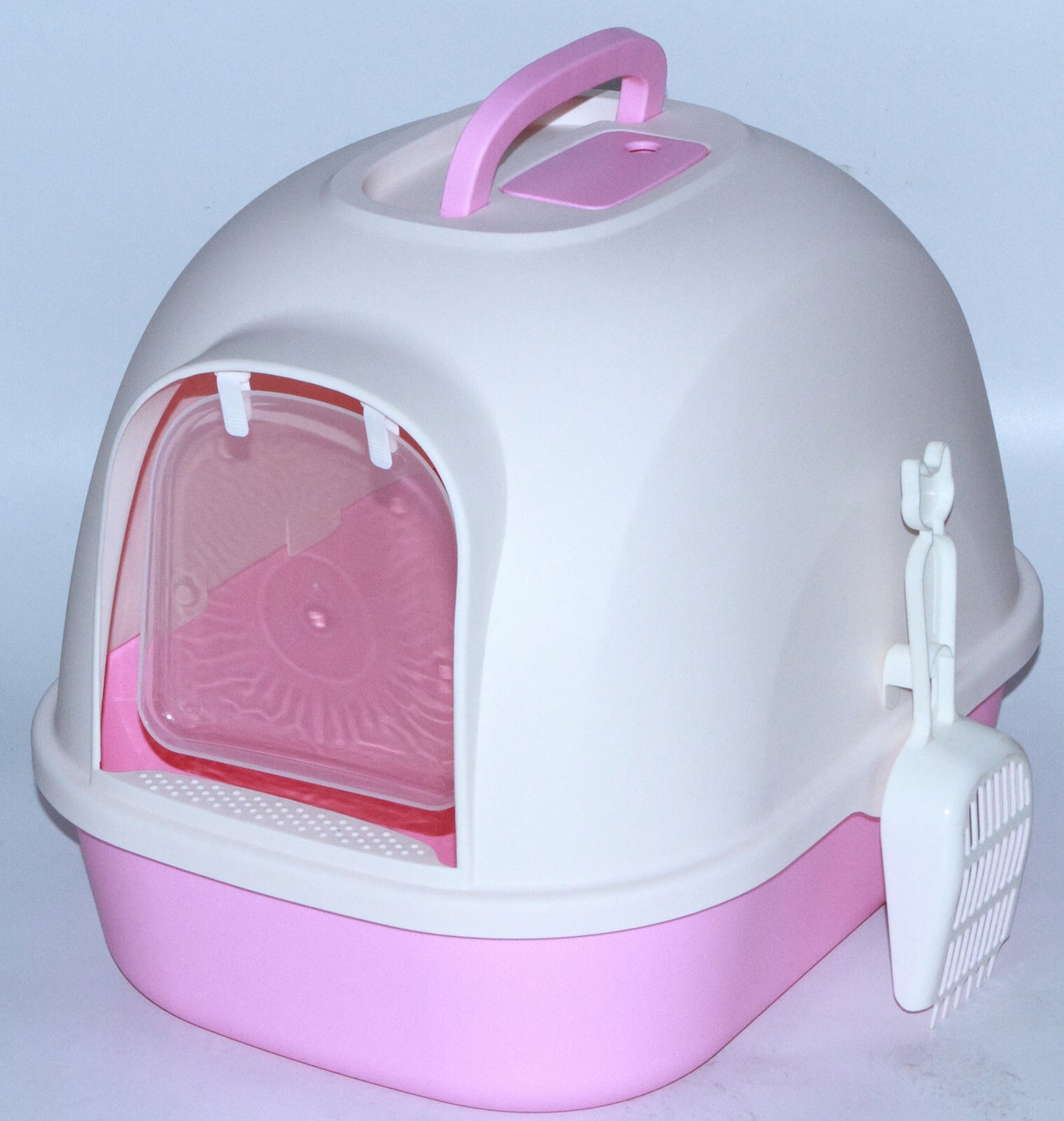 YES4PETS Portable Hooded Cat Toilet Litter Box Tray House with Handle and Scoop Pink