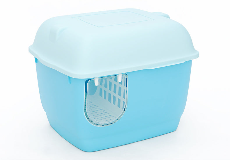 YES4PETS XL Portable Hooded Cat Toilet Litter Box Tray House with Handle and Scoop Blue