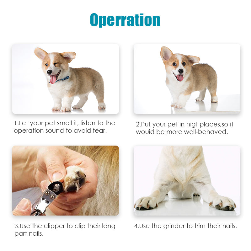YES4PETS Electric Pet Dog Cat Quiet Nail Grinder Clipper Cutter Trimmer Grooming Care
