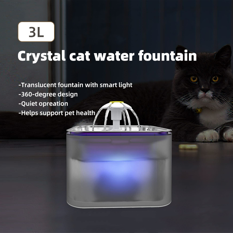 YES4PETS 3L Automatic Electric Pet Water Fountain Dog Cat Stainless Steel Feeder Bowl Dispenser Grey